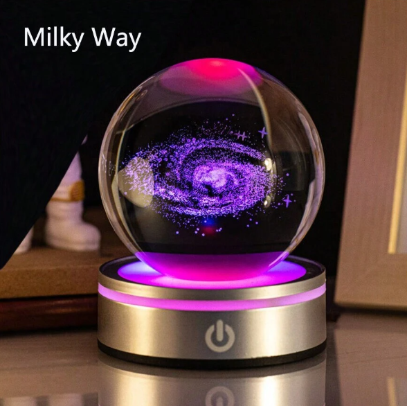 Palla di cristallo scolpita in 3D da 6 cm con decorazioni di cielo stellato