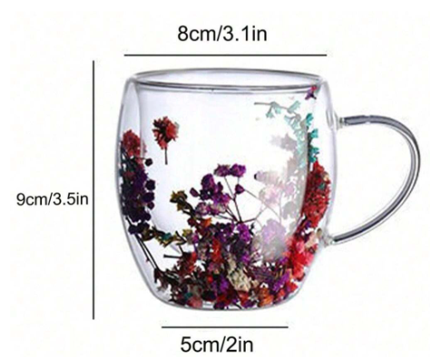 Tazza in vetro a doppio strato, tazza da caffè in vetro con manico