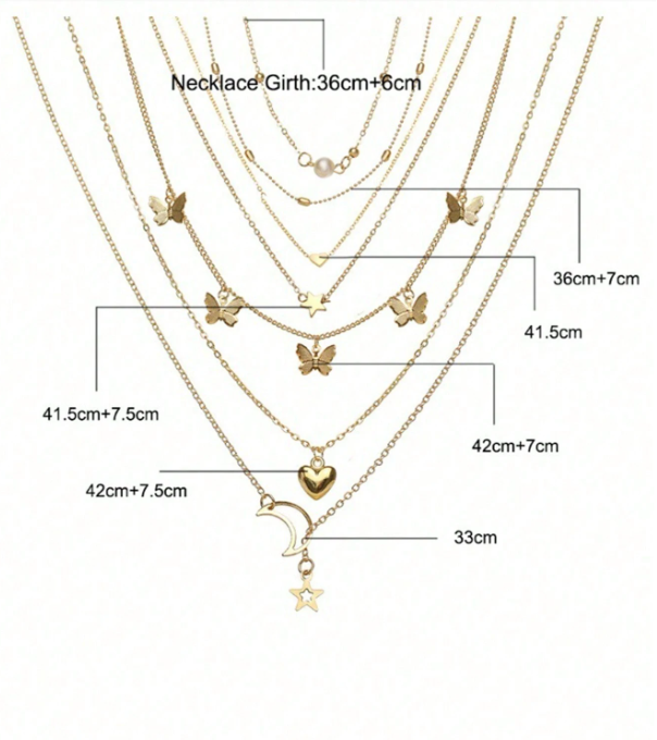 Set di 6 collane con ciondoli a forma di cuore