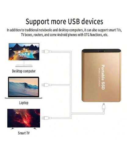 Unità SSD esterna portatile da 2TB di colore nero