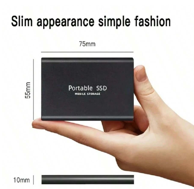 Unità SSD esterna portatile da 2TB di colore nero