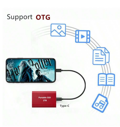 Unità SSD esterna portatile da 2TB di colore nero