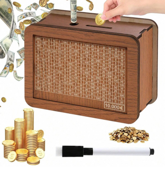 Cassaforte in contanti in legno Cofanetto di risparmio