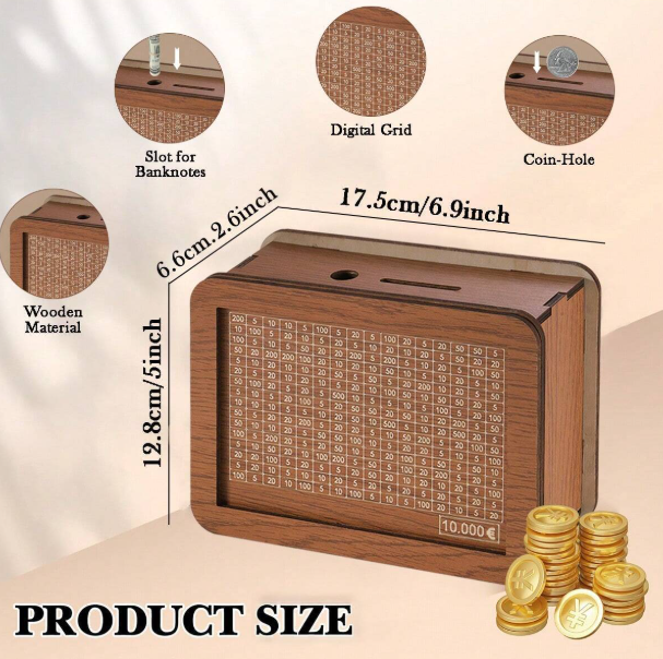 Cassaforte in contanti in legno Cofanetto di risparmio