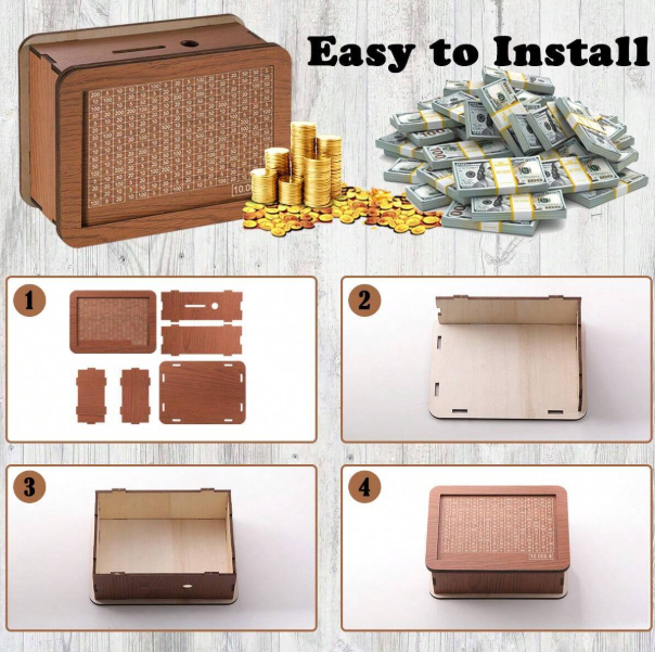 Cassaforte in contanti in legno Cofanetto di risparmio