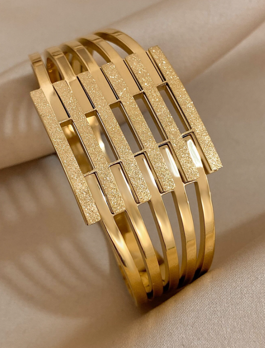 Braccialetti In Acciaio Inossidabile Grossi Colore Oro Per Donne