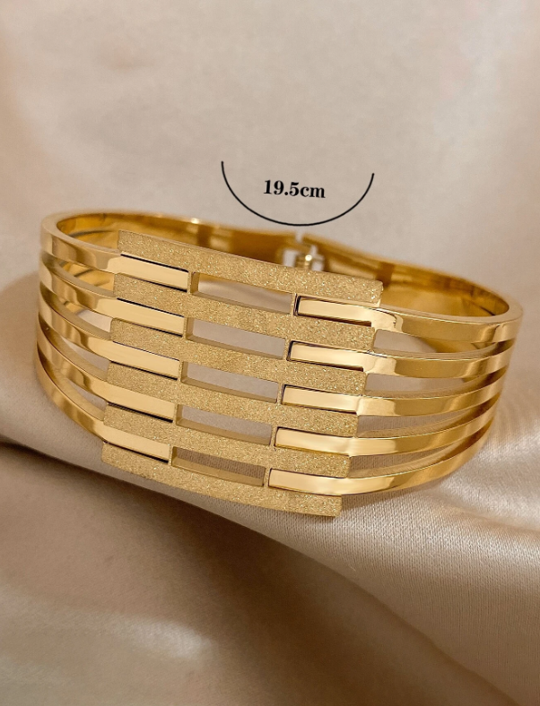 Braccialetti In Acciaio Inossidabile Grossi Colore Oro Per Donne