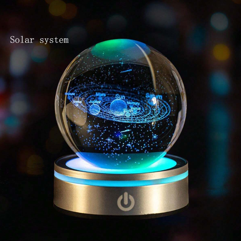 Palla di cristallo scolpita in 3D da 6 cm con decorazioni di cielo stellato