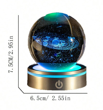 Palla di cristallo scolpita in 3D da 6 cm con decorazioni di cielo stellato