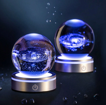 Palla di cristallo scolpita in 3D da 6 cm con decorazioni di cielo stellato