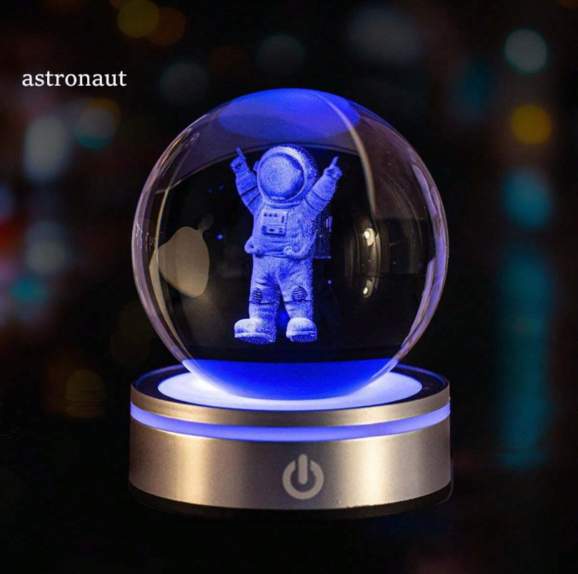 Palla di cristallo scolpita in 3D da 6 cm con decorazioni di cielo stellato