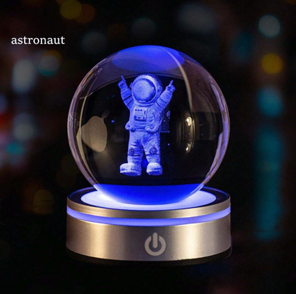 Palla di cristallo scolpita in 3D da 6 cm con decorazioni di cielo stellato