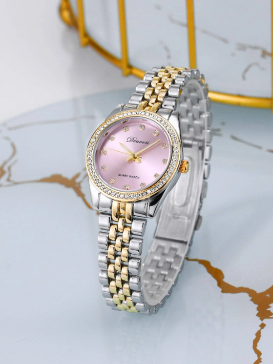 Orologio al quarzo con puntatore rotondo con strass