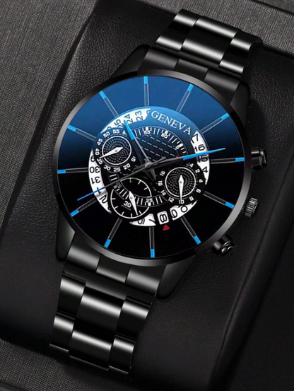 3 pezzi / Set Orologio da uomo semplice e alla moda in quarzo con portafoglio e penna