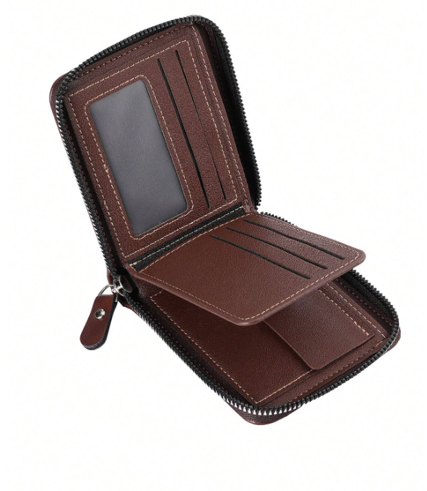 Nuovo portafoglio corto con cerniera retrò casual da uomo,