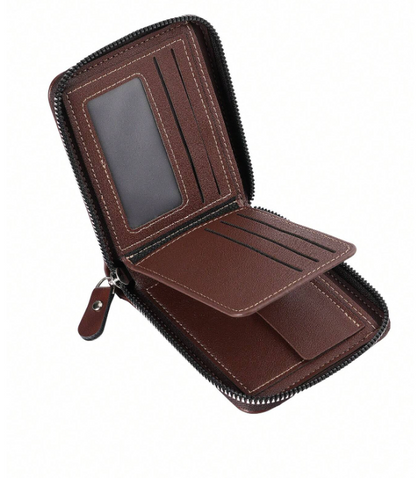 Nuovo portafoglio corto con cerniera retrò casual da uomo,