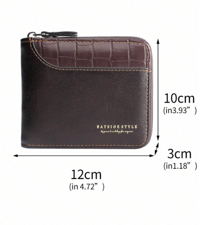 Nuovo portafoglio corto con cerniera retrò casual da uomo,