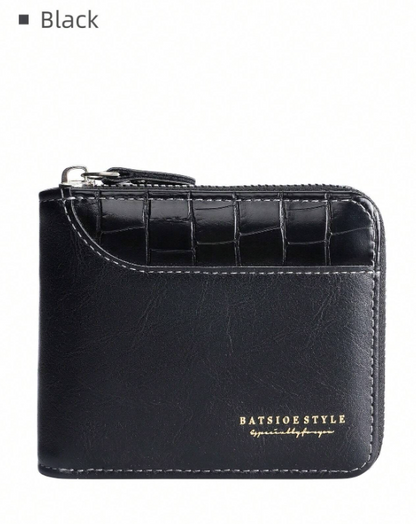 Nuovo portafoglio corto con cerniera retrò casual da uomo,