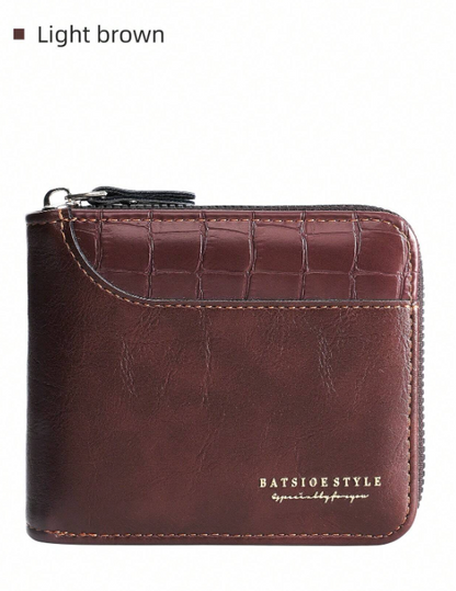 Nuovo portafoglio corto con cerniera retrò casual da uomo,