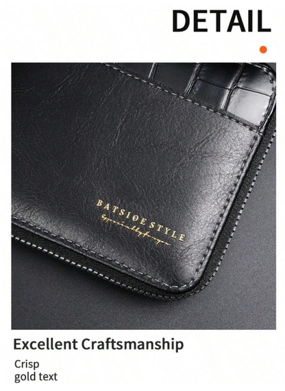 Nuovo portafoglio corto con cerniera retrò casual da uomo,