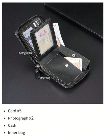 Nuovo portafoglio corto con cerniera retrò casual da uomo,