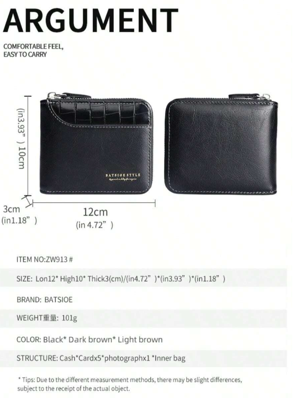 Nuovo portafoglio corto con cerniera retrò casual da uomo,