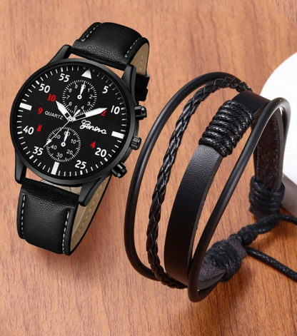Set regalo - Orologio al quarzo classico di alta qualità per uomo