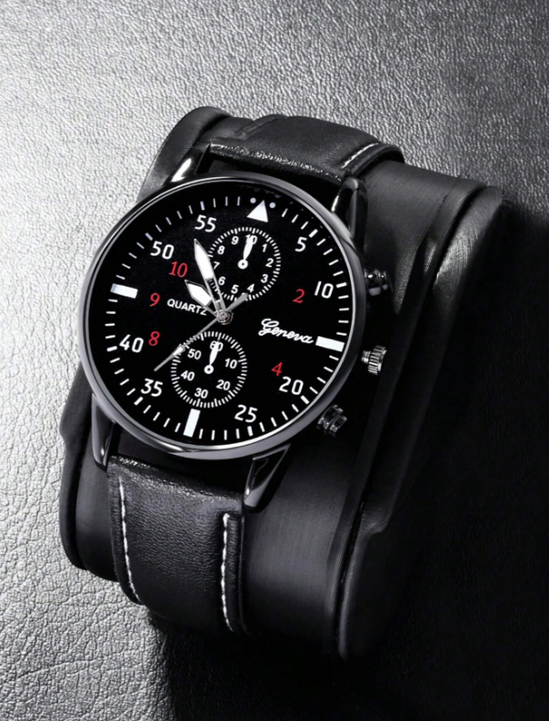 Set regalo - Orologio al quarzo classico di alta qualità per uomo