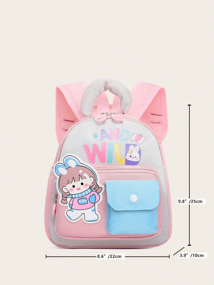 Nuovo zaino in nylon con stampa a motivi carini e colorblock