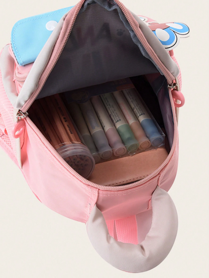 Nuovo zaino in nylon con stampa a motivi carini e colorblock