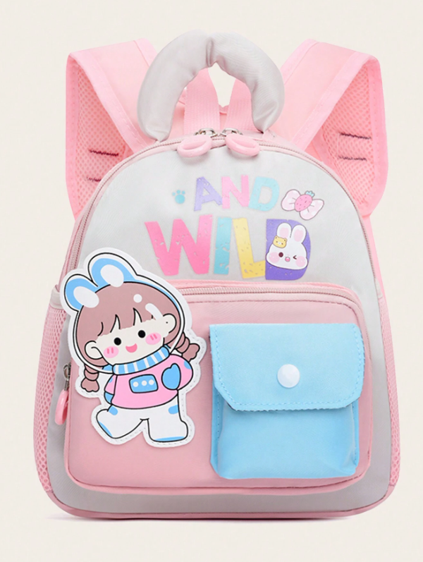 Nuovo zaino in nylon con stampa a motivi carini e colorblock