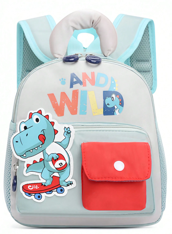 Nuovo zaino in nylon con stampa a motivi carini e colorblock