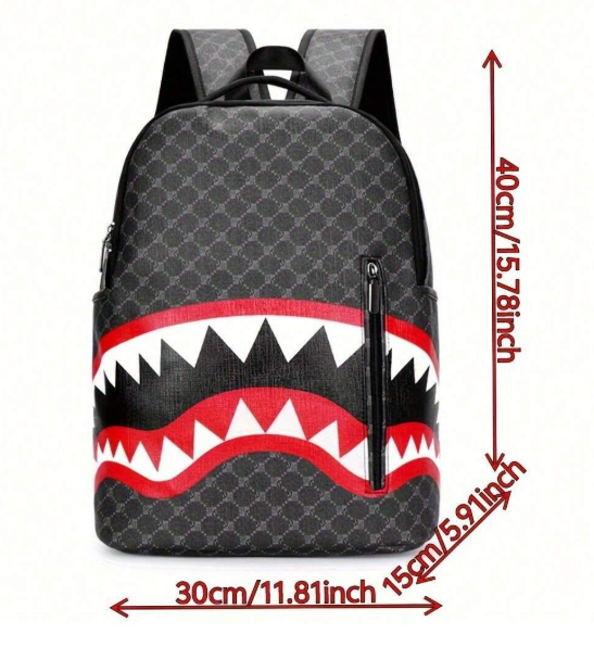 Nuovo zaino con design a bocca di squalo, borsa da pendolare alla moda europea e americana