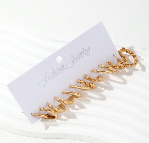 Set Di 12 Orecchini Cerchio A Filo Di Ferro Intrecciato Geometrico Semplice Con Uno Stile Minimalista Di Alta Qualità