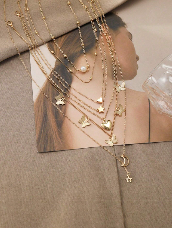 Set di 6 collane con ciondoli a forma di cuore