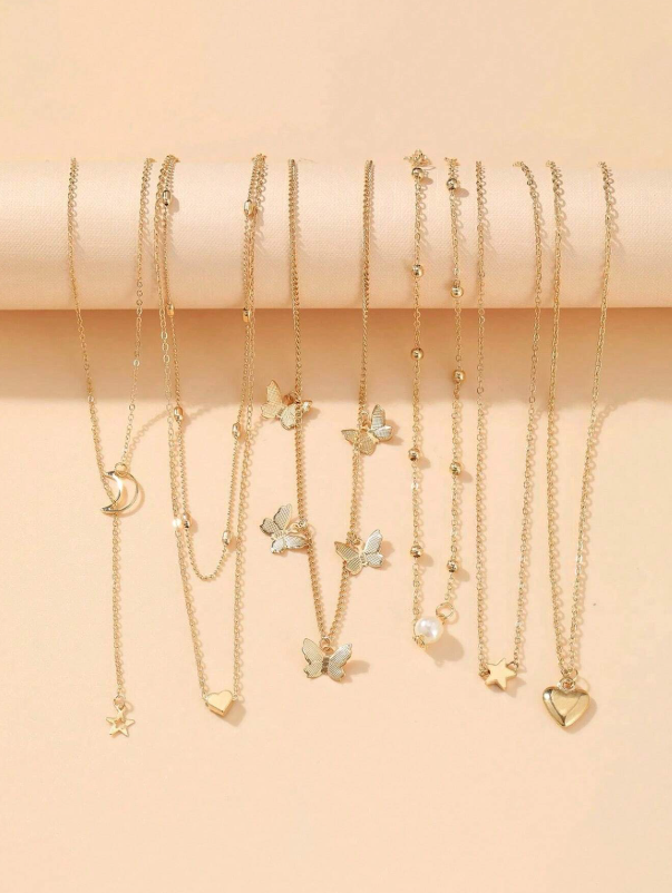 Set di 6 collane con ciondoli a forma di cuore