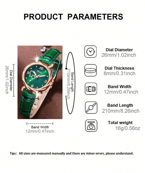 Orologio da donna casual alla moda con quadrante a forma di pesca e Set di gioielli con 5 pezzi di collana